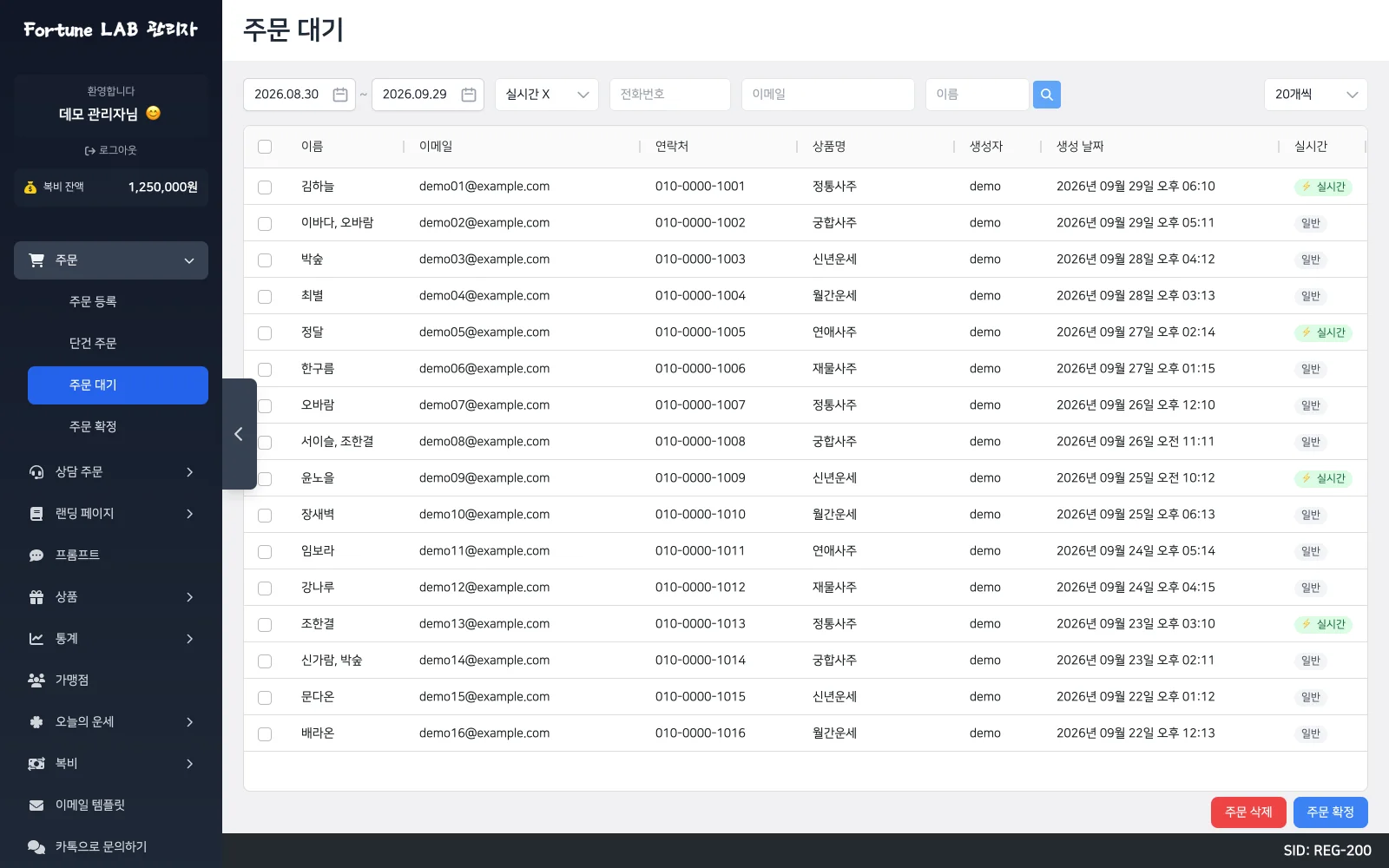 Pending orders