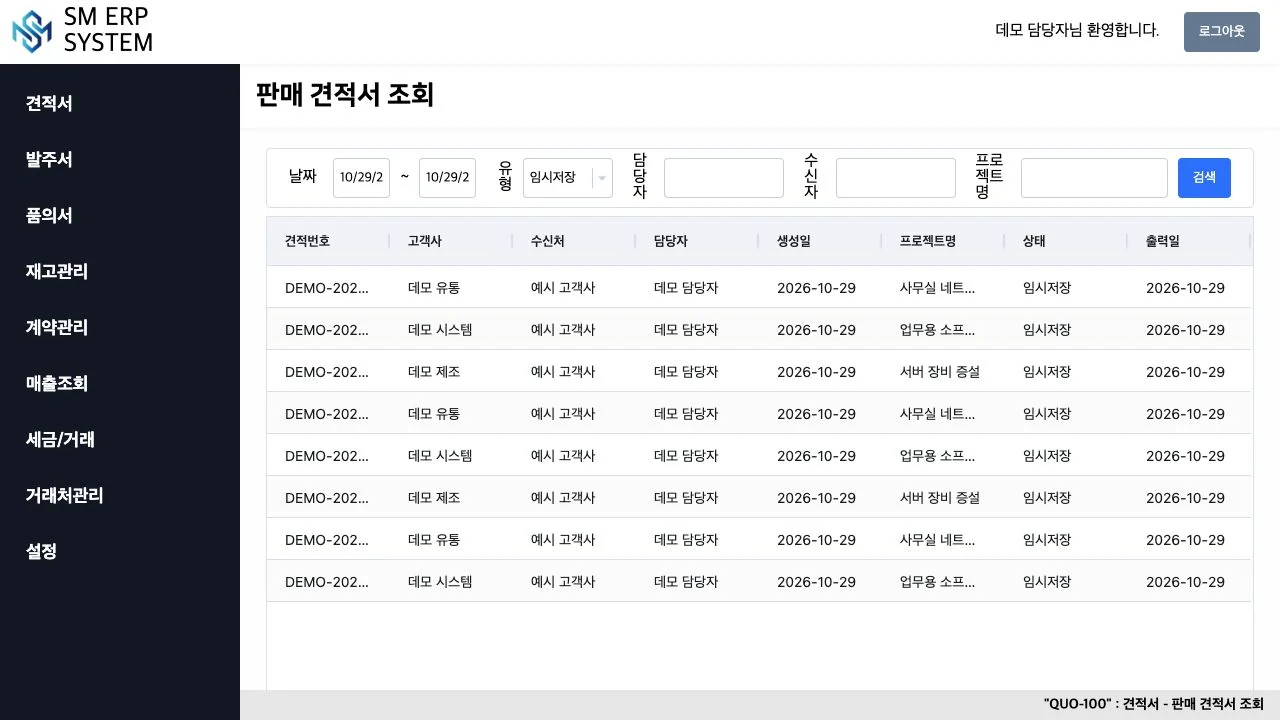 Sales quotation list